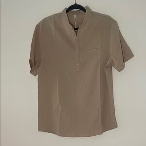 Coofandy Casual Tan top Button blouse Shirt